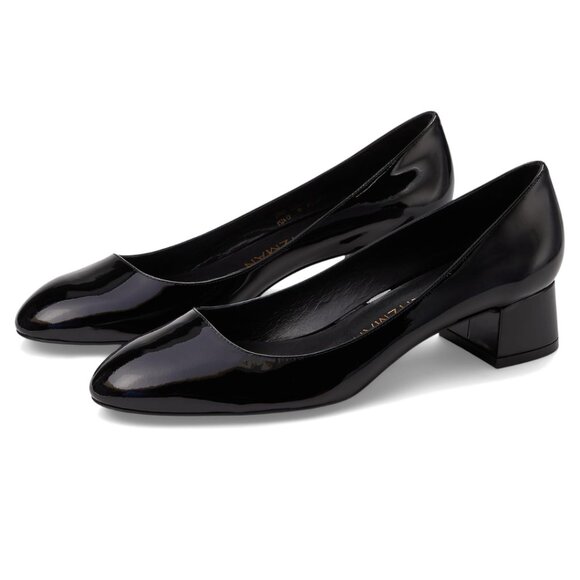 Stuart Weitzman Size 8.5 Vivienne 35  Black Patent Leather Heels Pumps Shoes - Picture 1 of 15